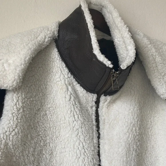 UNREAL FUR Symbiosis Aviator Jacket Faux Leather / Sherpa Fur Size S - Picture 6 of 16